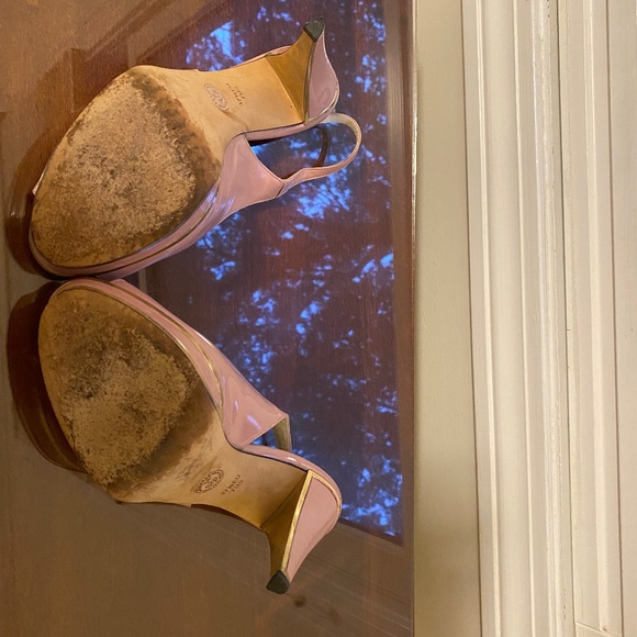 Bally Coral Pink Calf Patent Leather Slingback Stiletto platform size 7 - Picture 4 of 16